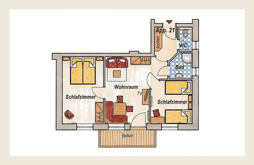 Skizze Appartement 21, Wallnerhof Grossarltal